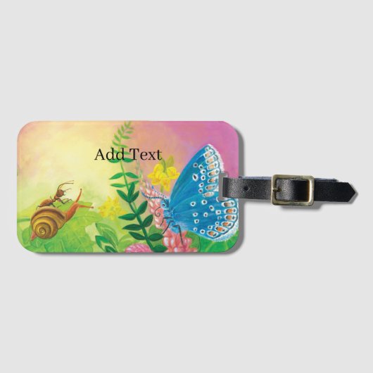 Chapman's Blue Butterfly & Ant & Snail Motif Bagagelabel (Voorkant (horizontaal))