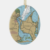 Chappaquiddick Island Nautical Chart Keramisch Ornament (Rechts)
