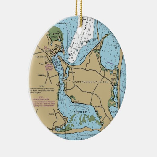 Chappaquiddick Island Nautical Chart Keramisch Ornament (Rechts)
