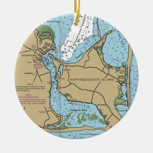 Chappaquiddick Island Nautical Chart Keramisch Ornament (Voorkant)