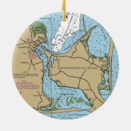 Chappaquiddick Island Nautical Chart Keramisch Ornament