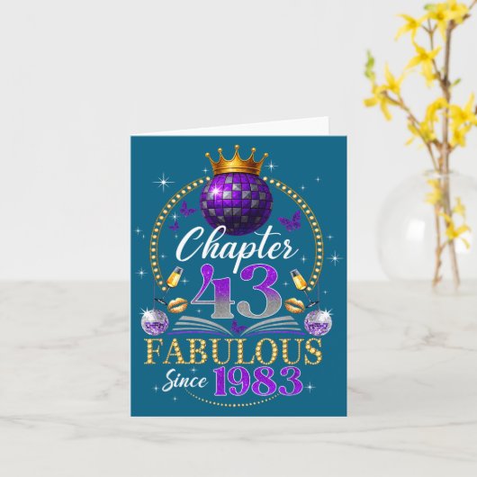 Chapter 43 Since 1983 Purple Disco Ball 43rd Birth Kaart (Gele Bloem)