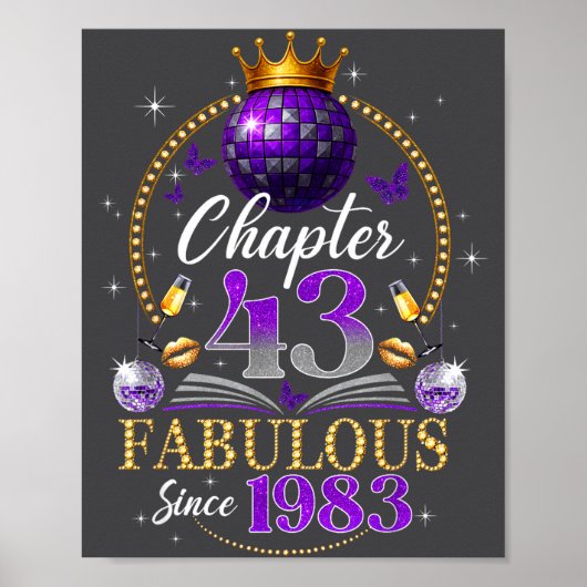 Chapter 43 Since 1983 Purple Disco Ball 43rd Birth Poster (Voorkant)