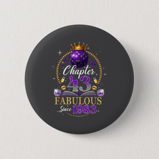 Chapter 43 Since 1983 Purple Disco Ball 43rd Birth Ronde Button 5,7 Cm (Voorkant)