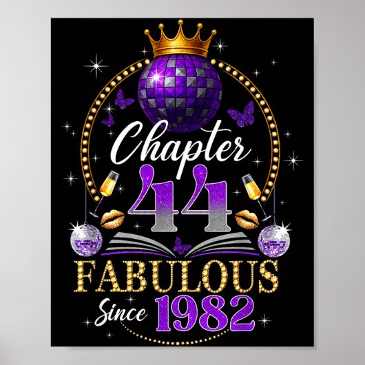 Chapter 44 Since 1982 Purple Disco Ball 44th Birth Poster (Voorkant)
