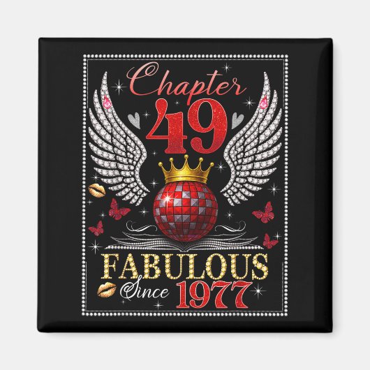 Chapter 49 Fabulous Est. 1977 Disco Ball 49th Birt Magneet (Voorkant)
