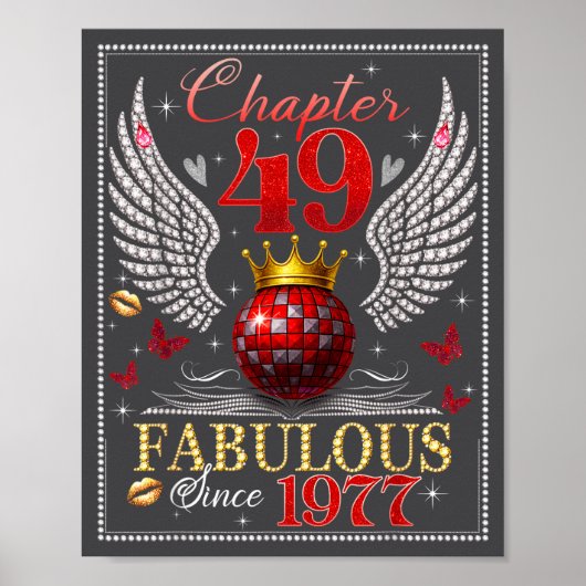 Chapter 49 Fabulous Est. 1977 Disco Ball 49th Birt Poster (Voorkant)