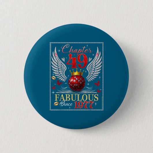 Chapter 49 Fabulous Est. 1977 Disco Ball 49th Birt Ronde Button 5,7 Cm (Voorkant)