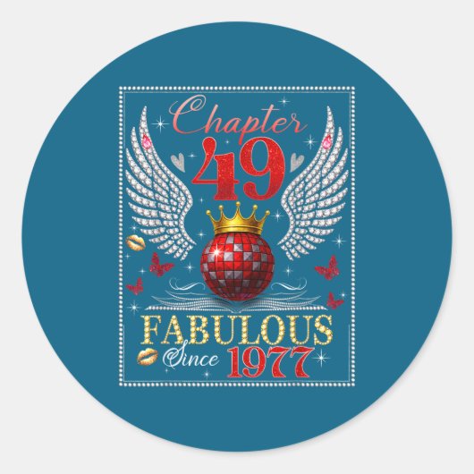 Chapter 49 Fabulous Est. 1977 Disco Ball 49th Birt Ronde Sticker (Voorkant)