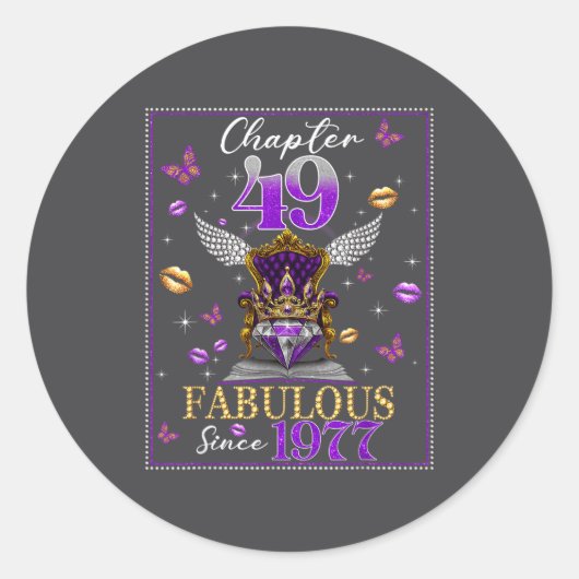 Chapter 49 Fabulous Since 1977 49th Birthday Women Ronde Sticker (Voorkant)