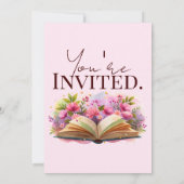 Chapter 50 Birthday – Open Book with Pink Flowers Kaart (Achterkant)