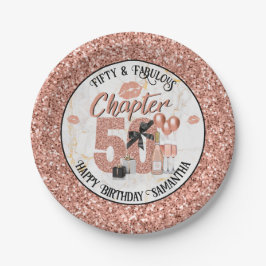 Chapter 50 Elegant Roos Gold 50th Birthday Papieren Bordje