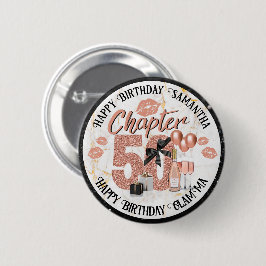 Chapter 50 Elegant Roos Gold 50th Birthday Ronde Button 5,7 Cm