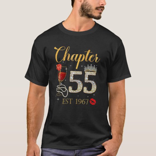 Chapter 55 Years EST 1967 55Th Birthday Red Rose W T-shirt (Voorkant)
