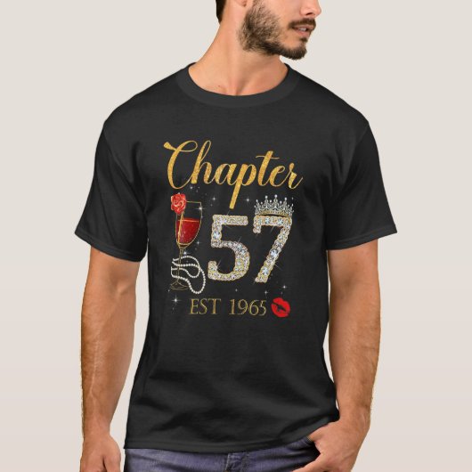 Chapter 57 Years EST 1965 57Th Birthday Red Rose W T-shirt (Voorkant)