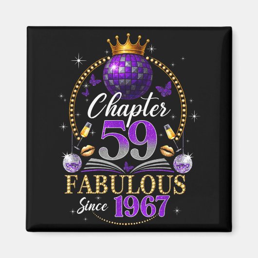 Chapter 59 Since 1967 Purple Disco Ball 59th Birth Magneet (Voorkant)