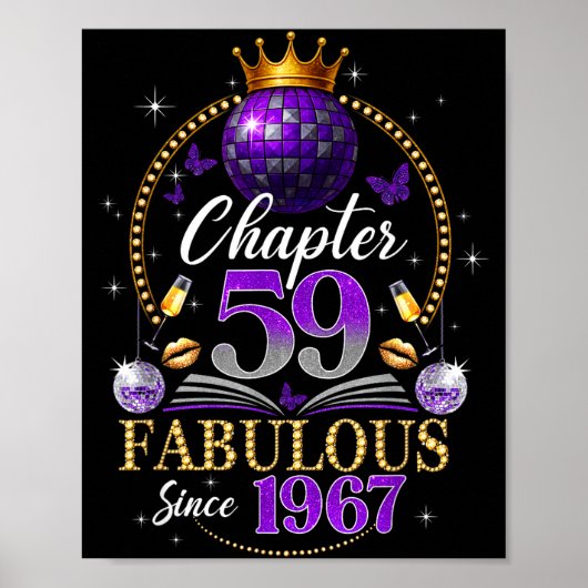 Chapter 59 Since 1967 Purple Disco Ball 59th Birth Poster (Voorkant)