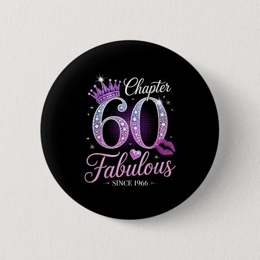 Chapter 60 Fabulous Since 1966 60th Birthday Queen Ronde Button 5,7 Cm (Voorkant)