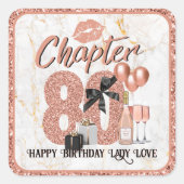 Chapter 80 Birthday Roos Gold Elegant Vierkante Sticker (Voorkant)