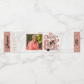 Chapter 80 Elegant Roos Gold 80th Birthday Foto Waterfles Etiket (Enkel label)