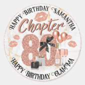 Chapter 80 Elegant Roos Gold 80th Birthday Ronde Sticker (Voorkant)
