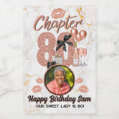 Chapter 80 Roos Gold 80th Birthday Elegante foto Wijn Etiket (Enkel label)