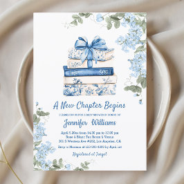 chapter begins, blue bow books floral baby shower  kaart