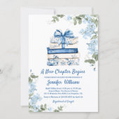 chapter begins, blue bow books floral baby shower  kaart (Voorkant)