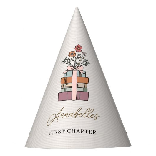 Chapter One First Birthday Book Themed Girls Boho Feesthoedjes (Voorkant)