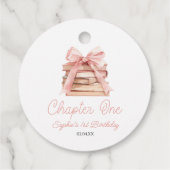 Chapter One Pink Bow Books 1st Birthday Party Bedankjes Labels (Achterkant)