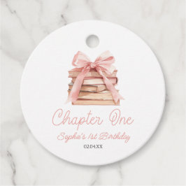 Chapter One Pink Bow Books 1st Birthday Party Bedankjes Labels