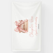 Chapter One Pink Bow Books 1st Birthday Party Spandoek (Verticaal)