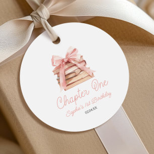 Chapter One Roze Strik Boeken 1e Verjaardagsfeestj Bedankjes Labels