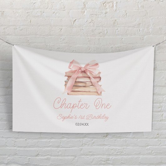 Chapter One Roze Strik Boeken 1e Verjaardagsfeestj Spandoek