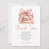 Chapter Storybook Pink Bow Books Birthday Party Bedankkaart (Voorkant)