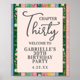 Chapter Thirty Floral Storybook 30th Birthday Poster