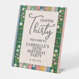 Chapter Thirty Floral Storybook 30th Birthday Reclamebord Met Voetstuk