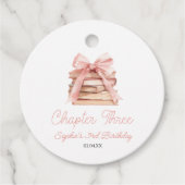 Chapter Three Pink Bow Books 3rd Birthday Party Bedankjes Labels (Voorkant)