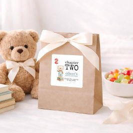 Chapter Two Bear Books Boy 2nd Birthday Thanks Vierkante Sticker