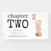Chapter Two Bear Books Girl Welcome 2nd Birthday Spandoek (Horizontaal)