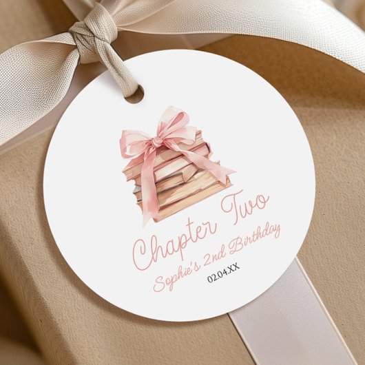 Chapter Two Pink Bow Books 2nd Birthday Party Bedankjes Labels