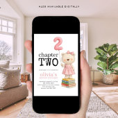 Chapter Two Teddy Bear Book Girl 2nd Birthday Pink Kaart