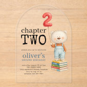 Chapter Two Teddy Bear Books Boy 2nd Birthday Acryl Uitnodigingen (Voorkant)