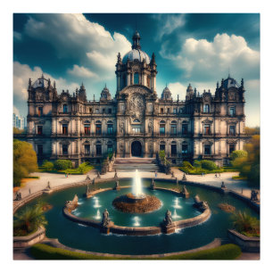 Chapultepec Castle Mexico Vintage Reizen Foto Afdruk