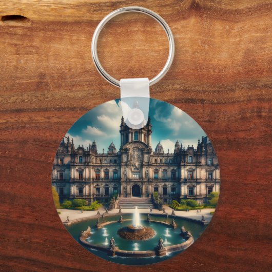 Chapultepec Castle Mexico Vintage Reizen Sleutelhanger (Achterkant)