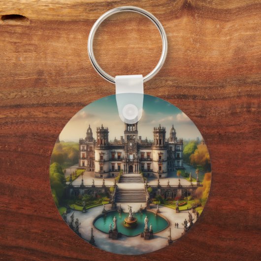 Chapultepec Castle Mexico Vintage Reizen Sleutelhanger (Voorkant)