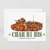 Char B1 bis Tweede Wereldoorlog Franse zware tank  Briefkaart (Voorkant / Achterkant)