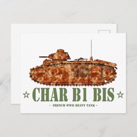 Char B1 bis Tweede Wereldoorlog Franse zware tank  Briefkaart (Voorkant / Achterkant)