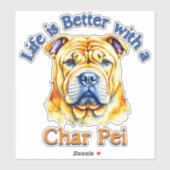 Char Pei hond moeder vader decal waterfles sticker (Vel)