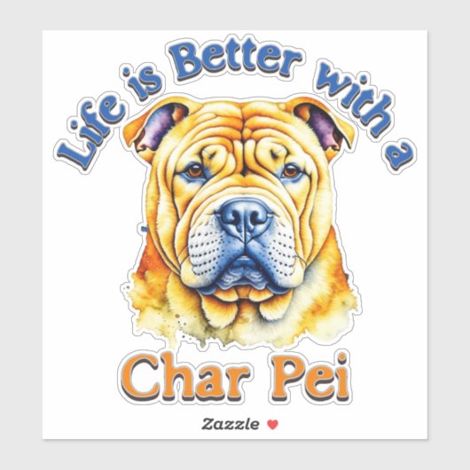 Char Pei hond moeder vader decal waterfles sticker (Vel)